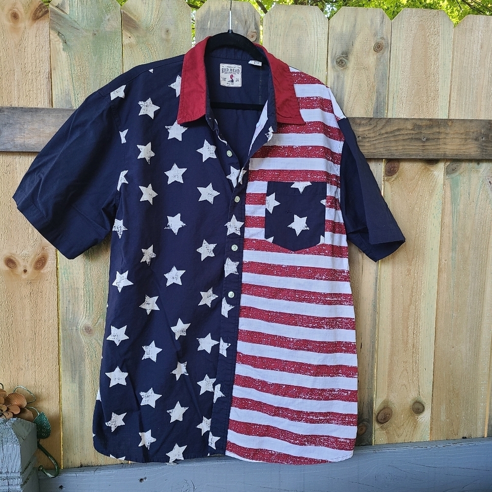 RedHead Starry Blues Short-Sleeve Shirt for Men 2XL flag‎ USA American top